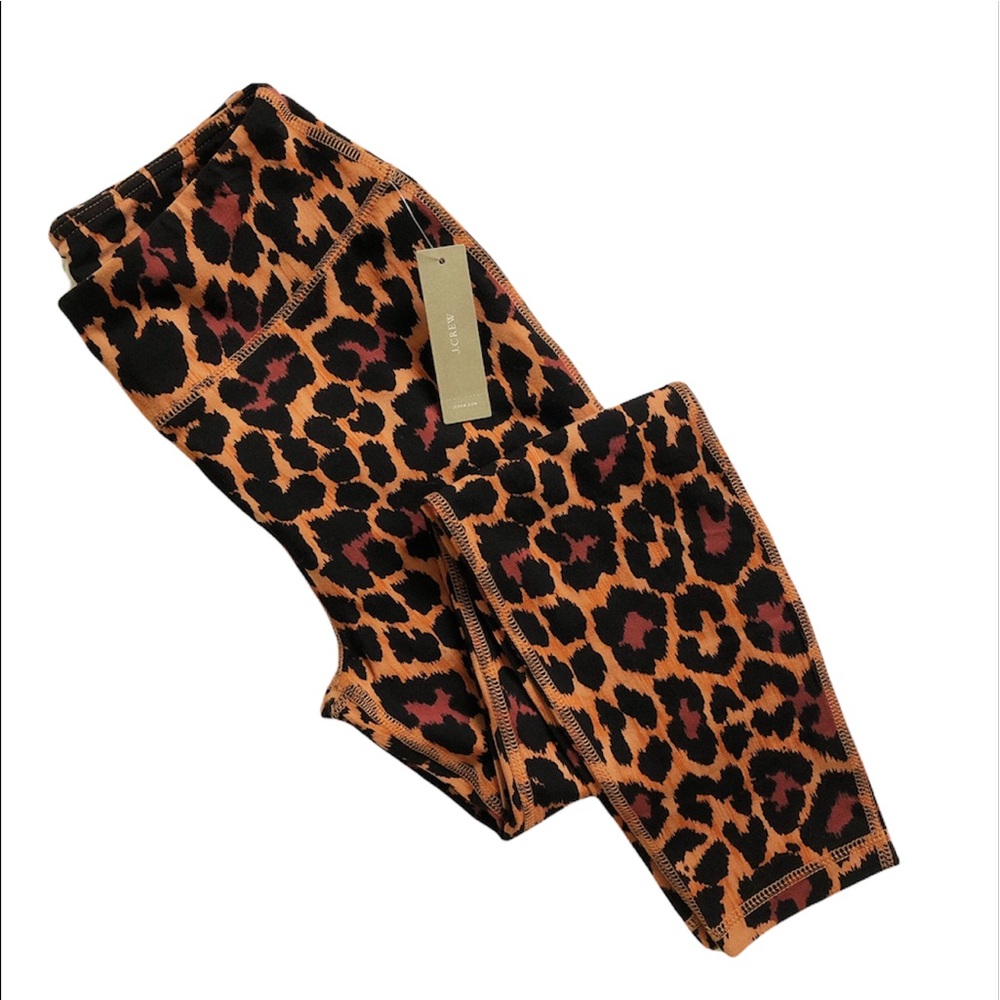 New J. CREW Weekend High-Rise Leopard Legging 7/8 Brown Orange Black AS045 Sz S - Picture 5 of 13